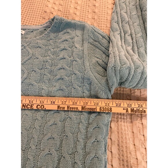 Croft & Barrow Sweater Crewneck Cable Knit Size Large Aqua  Green Super Soft! - Picture 9 of 10